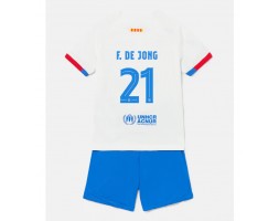 Barcelona Frenkie de Jong #21 kläder Barn 2023-24 Bortatröja Kortärmad (+ korta byxor)